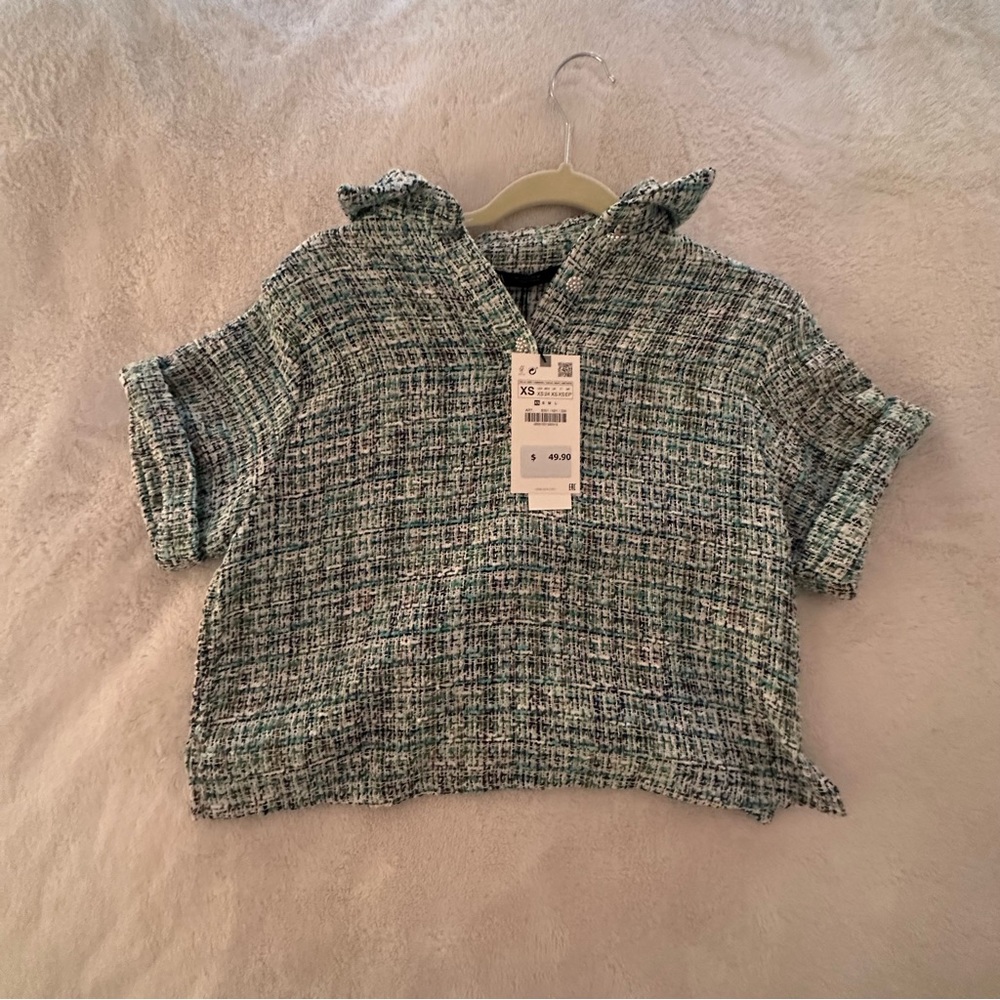 NEW zara tweed top